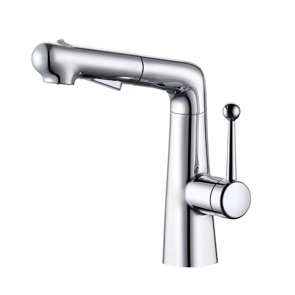 Adjustable Bronze Pink/Yellow Pull-out Bathroom Basin Faucet Splash-proof Rotating Cold And Hot Mixed Water Basin Faucet