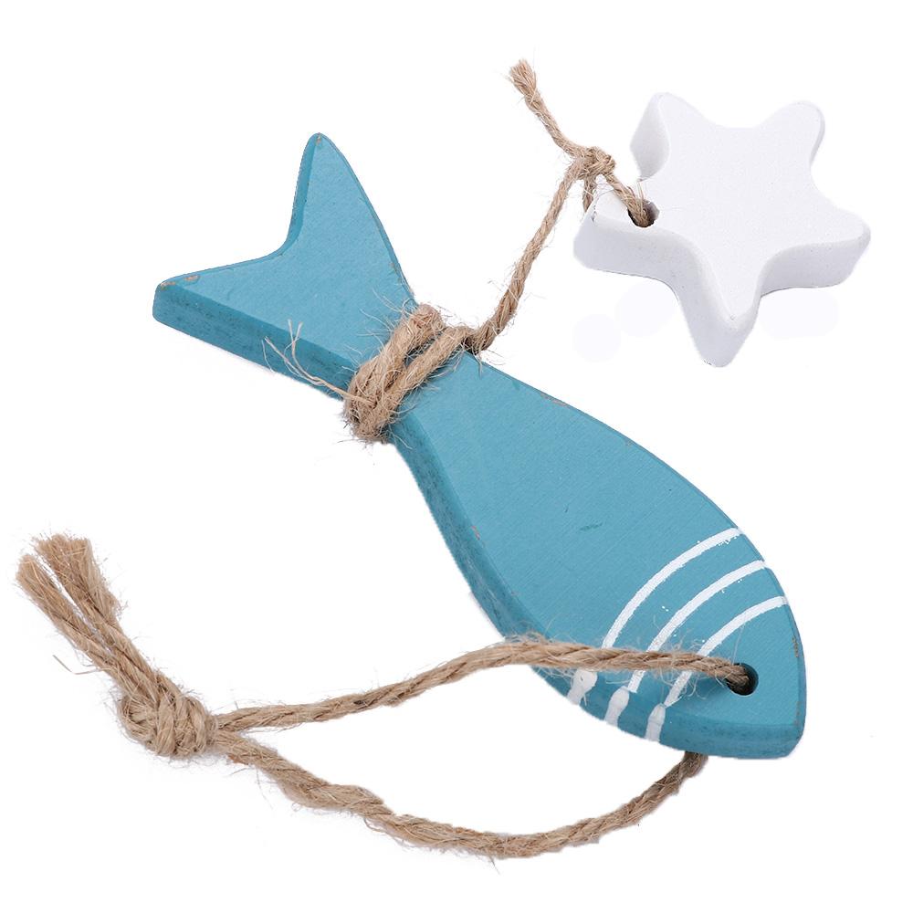 Adorn Wooden Starfish Marine Pendant Fish Nautical Decor Starfish String Crafts Pendant Fish Skewer