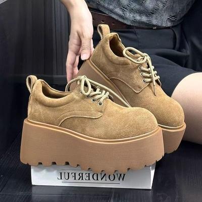 Зарубежные лоферы на толстой подошве 2025 осень новая универсальная небольшая увеличивающая рост обувь на платформе, повседневная