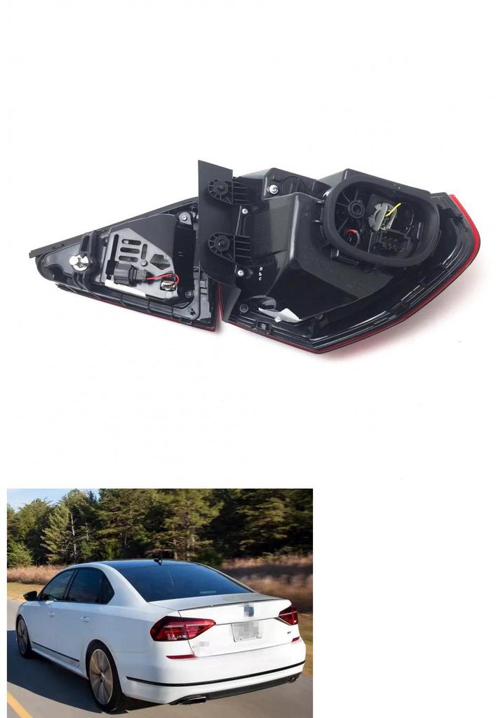 Compatible LED Rear Tail Light Assembly for 2016/2017 Volkswagen Passat - Inner Flat & Outer Bend Design