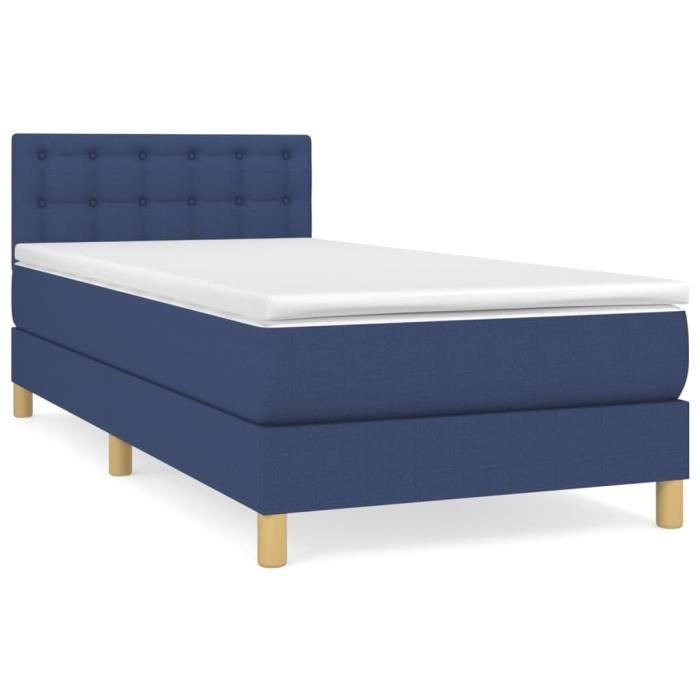 3140919 vidaXL Divan Bed with Mattress Blue 100x200 Cm Fabric