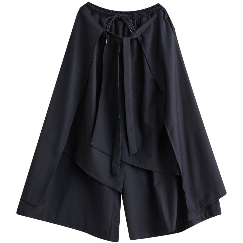 DIMANAF Весна Плюс Размер Женские Широкие Брюки Высокая Талия Базовые Брюки Эластичные Свободные Повседневные Брюки Черные Брюки