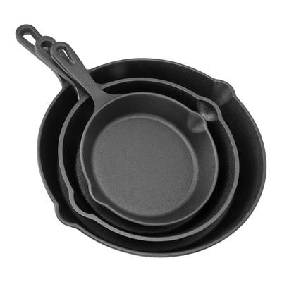 Набор из 3 сковородок, чугунная многофункциональная сковорода для жарки яиц с длинной ручкой