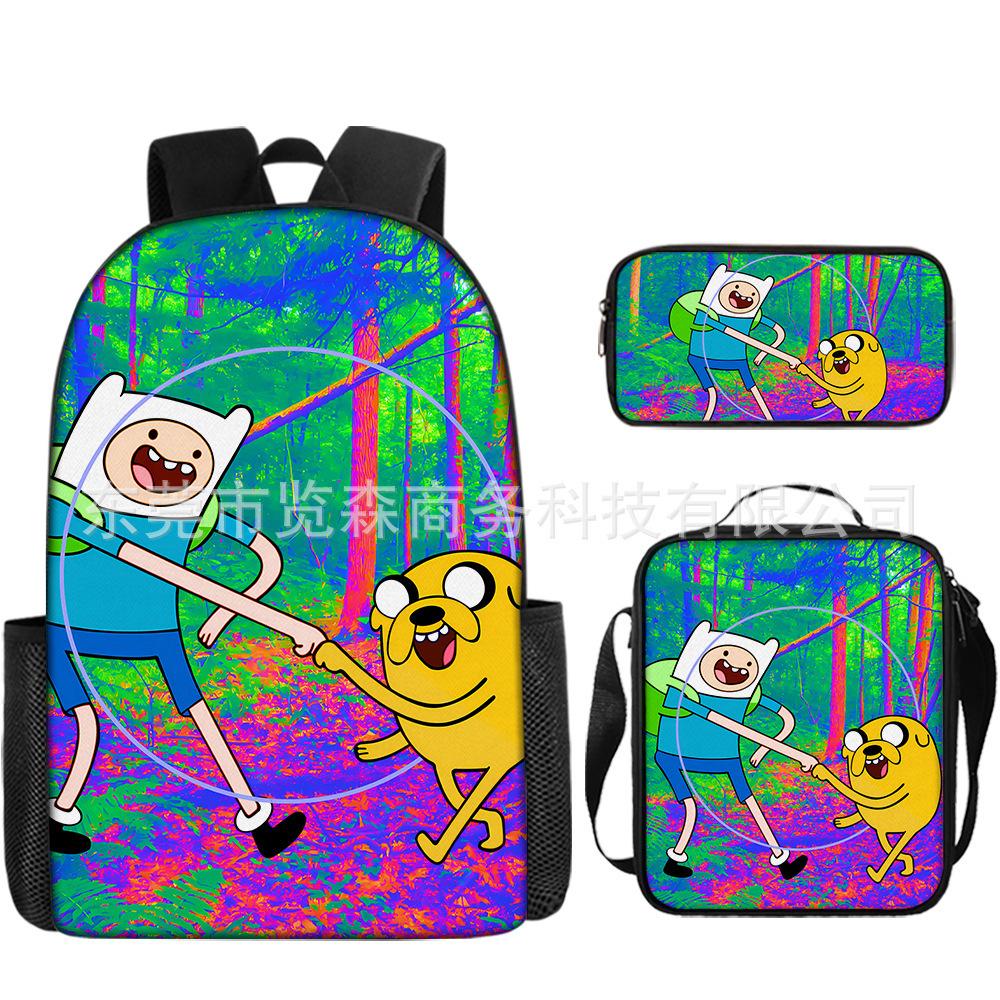 Adventure Time Backpack Set 3-Piece Comic Bookbag Shoulder Bag Pencil Case