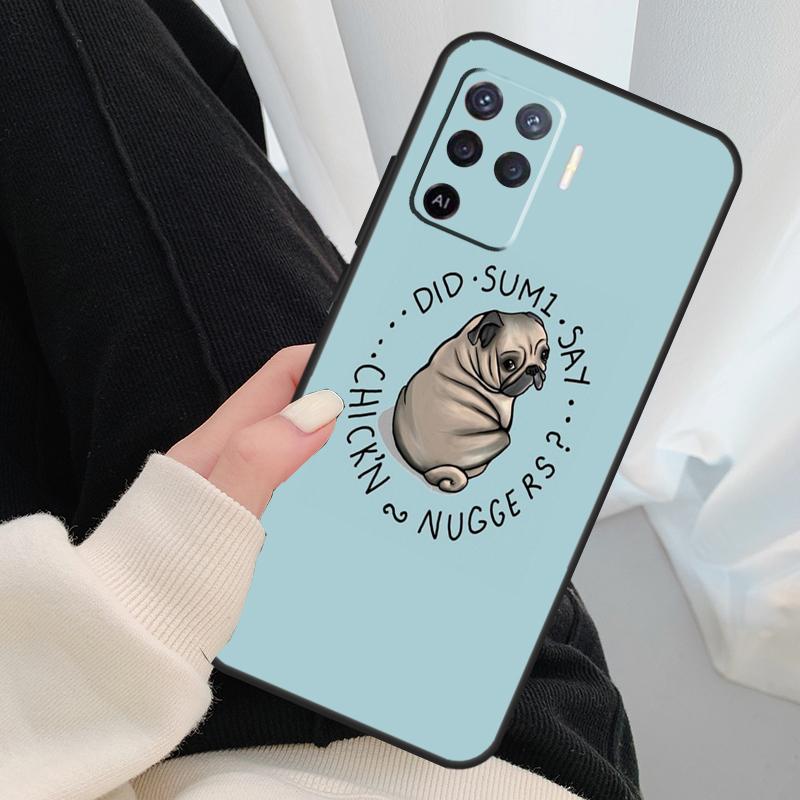 Забавный Мультяшный Чехол с Мопсом для Oppo A96 A76 A16 A60 A98 A58 A78 A18 A38 A80 A40 A77 A57 A17 A74 A54 A94 A15 A5 Pro