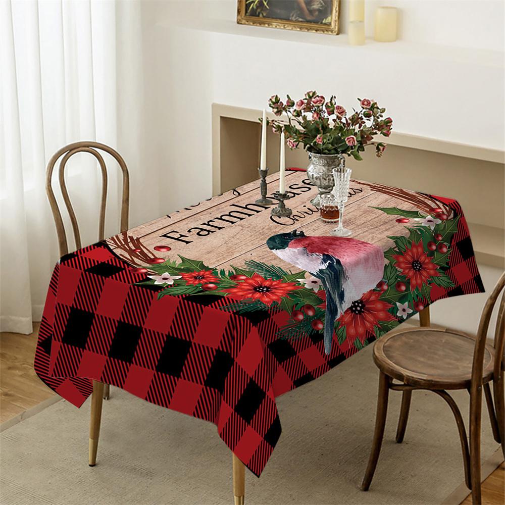 Plaid Christmas tree table cloth Table cloth Snowflake bird Christmas tree Christmas party Table cloth End table tablecloth