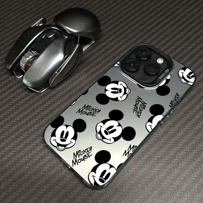 Черно-белый чехол для телефона с мультяшным Микки Маусом для iPhone 11 12 13 14 15 16 17 Pro Max 16e 17E 17 Air Plus 13 Mini Funda Задняя крышка