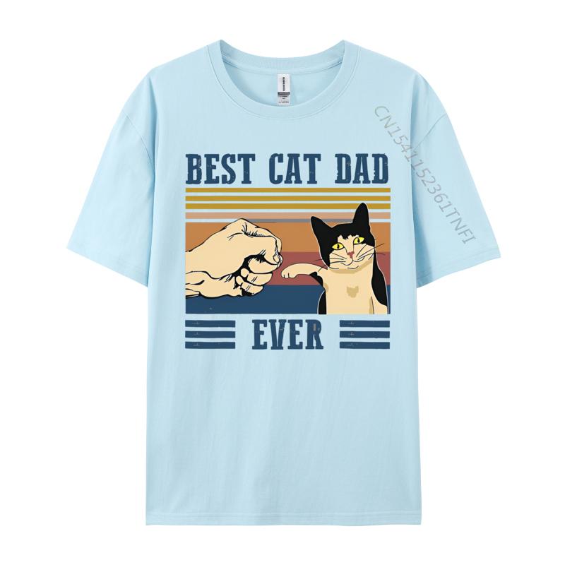 Best Cat Dad Ever Cats Tshirt Vintage Mens Tshirt Tops Graphic Printed Tees Loose Daily Men Clothing Casual Streetwear