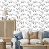 Black and white drawn foxes wallpaper for living room and bedroom 50x1000