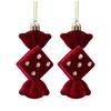 2 Pcs Velvet Christmas Ornaments Shatterproof Glitter Sequins Flocked Bell/Candy Cane/Ice Isicle Hanging Decoration for Xmas Tree Holiday Party Decor