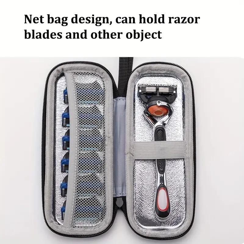 Retro Solid Color Shaver Storage Box With Zipper Closure And Handle, Pressure Resistant Travel Versatile Portable Carry Pouch