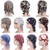 Spring Floral Print Turban Casual Chemotherapy Hat Wind Cotton Hat Bandana  Women National