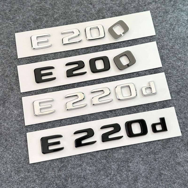 For Mercedes Benz Black Silve Letters E200 E260 E300 E400 E450 E220d E350d E400d 4Matic ABS Emblem for Mercedes Benz Car Trunk Logo Sticker rj2