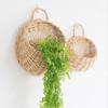 Hand Made Wicker Rattan Flower Planter Wall Hanging Wicker Rattan Basket Garden Vine Pot Plants Holder Garden Pots For Garden