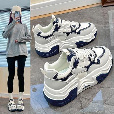 Женские модные кроссовки на шнуровке, стильные прогулочные туфли, удобные кроссовки на платформе, кроссовки из искусственной кожи, легкая повседневная спортивная обувь для женщин