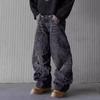 Loose American Style Baggy Jeans for Men Y2k Hip Hop Distressed Retro Black Pants Oversized Embroidery Harajuku Gothic Wide Leg Trousers Streetwear