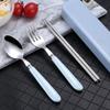 Spoon Fork Chopstick Cutlery Set Lunch Tableware With Box Portable Travel Use Dinnerware Kit Stainless Steel Kitchen Accessories