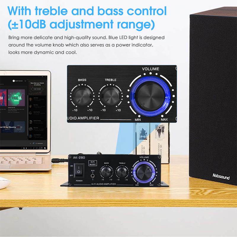 AK280 AK270 AK170 Усилитель звука Канал 2.0 Hifi Цифровой усилитель 12В 3А Аудио Стерео Усилители мощности для автомобиля Бас Высокие частоты