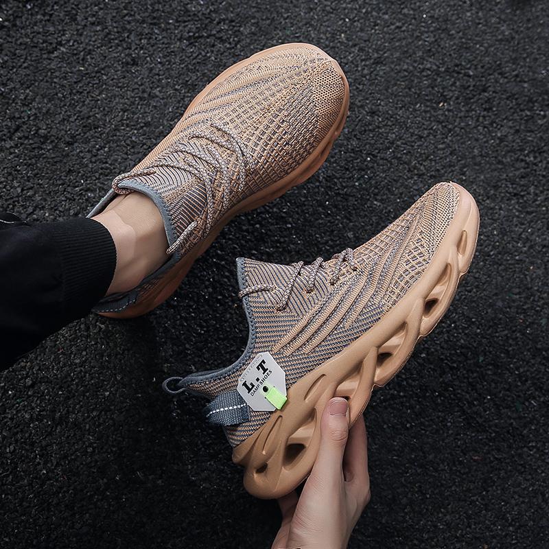 Large Men's Shoes Summer Breathable Flying Weave Sports Casual Shoes Thick Sole Blade Mesh Fashion Coconut Running Shoes