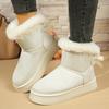 Fashion Winter Cozy Faux Wool Snow Boots for Women Thick Sole Fur Cotton Padded Shoes Woman Bowknot Decor Plush Platform Ankle Booties