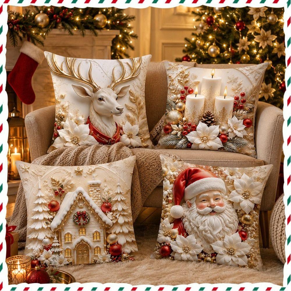 45x45cm Throw Pillow Covers Detachable Soft Christmas Themed Pillow Case Home Indoor