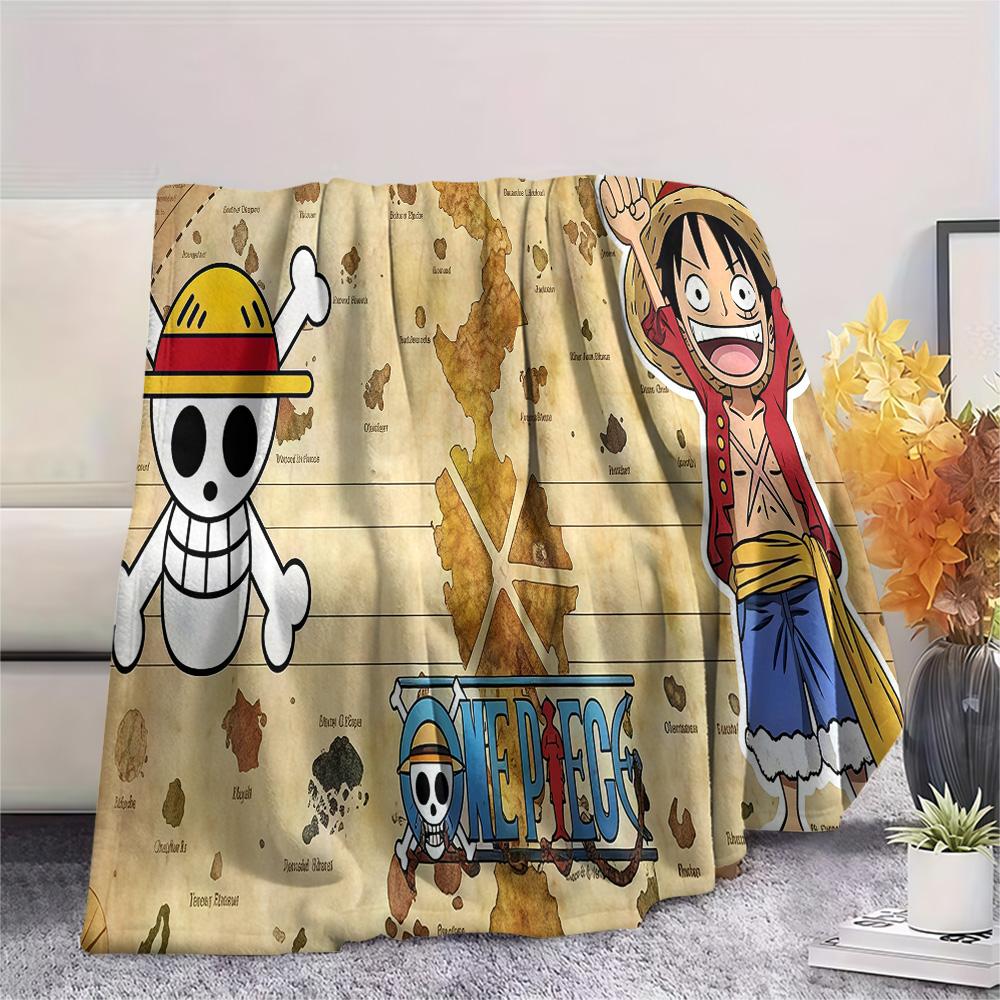 1PC One Piece Monkey D Luffy Patterned Flannel Blanket Suitable For All Seasons For Home Decor Warmth And Comfort Gifts Holiday Present