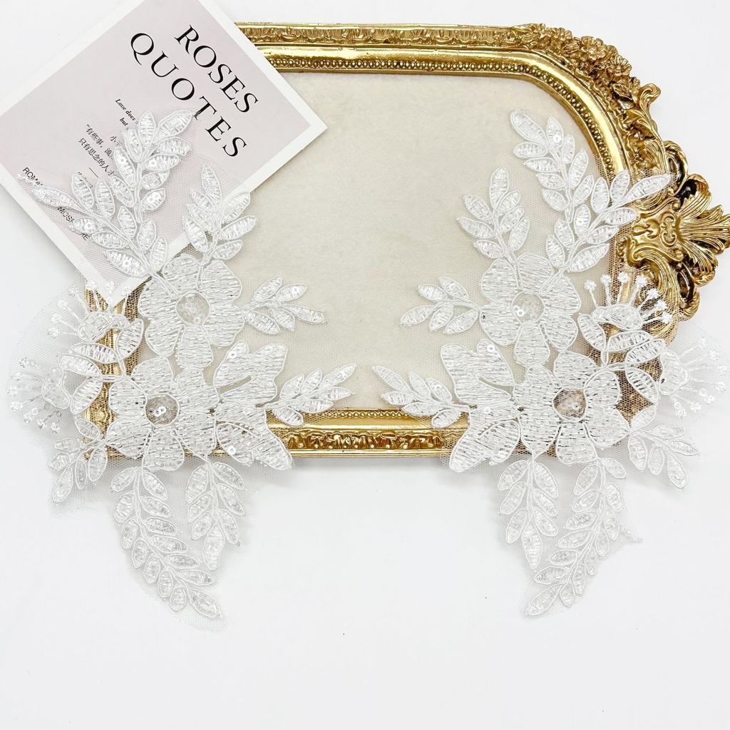 Three-Dimensional Embroidery Lace Applique Clothing Patch Decoration Flower Wedding Dress Accessories To Flower Cloth Stickers Accessories