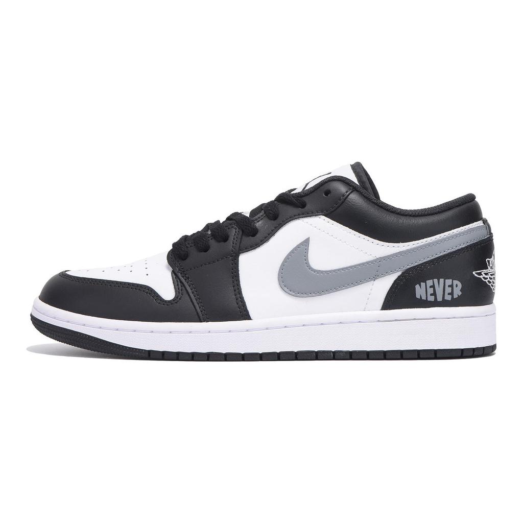 Jordan Air Jordan 1 Нескользящие Устойчивые к истиранию Низкие Винтажные Баскетбольные Кроссовки Мужские Черные Белые Серые 553558-132(Команда59-)