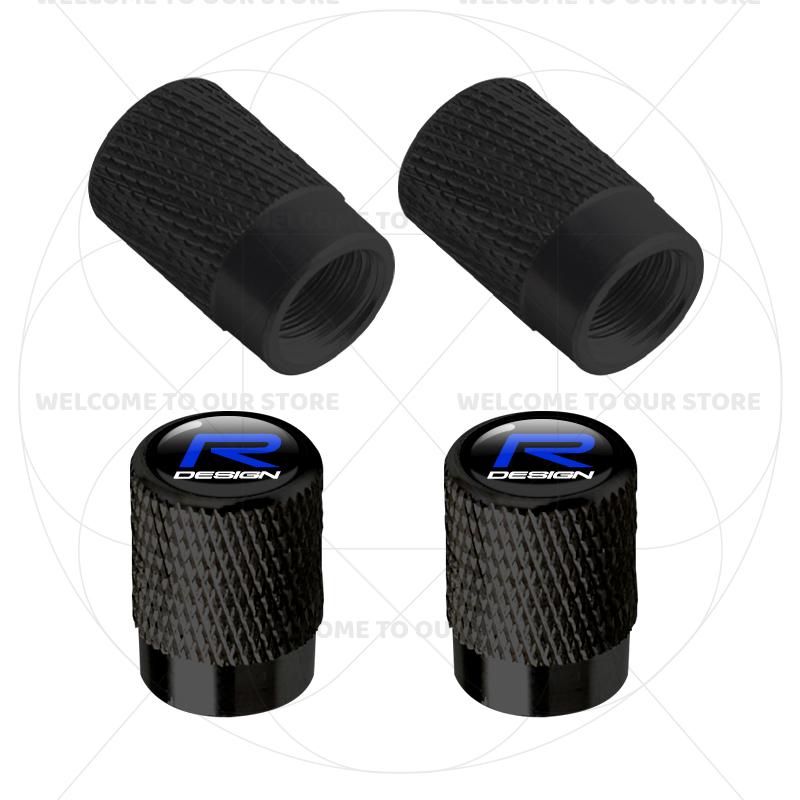 For Volvo R Design Emblem S90 V90 XC60 T8 V70 S60 V60 EX30 Moose 4Pcs Aluminum Car Tire Valve Caps Wheel Stem Air Dust Covers