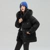 Women's Short Down Jacket with Raccoon Fur Collar