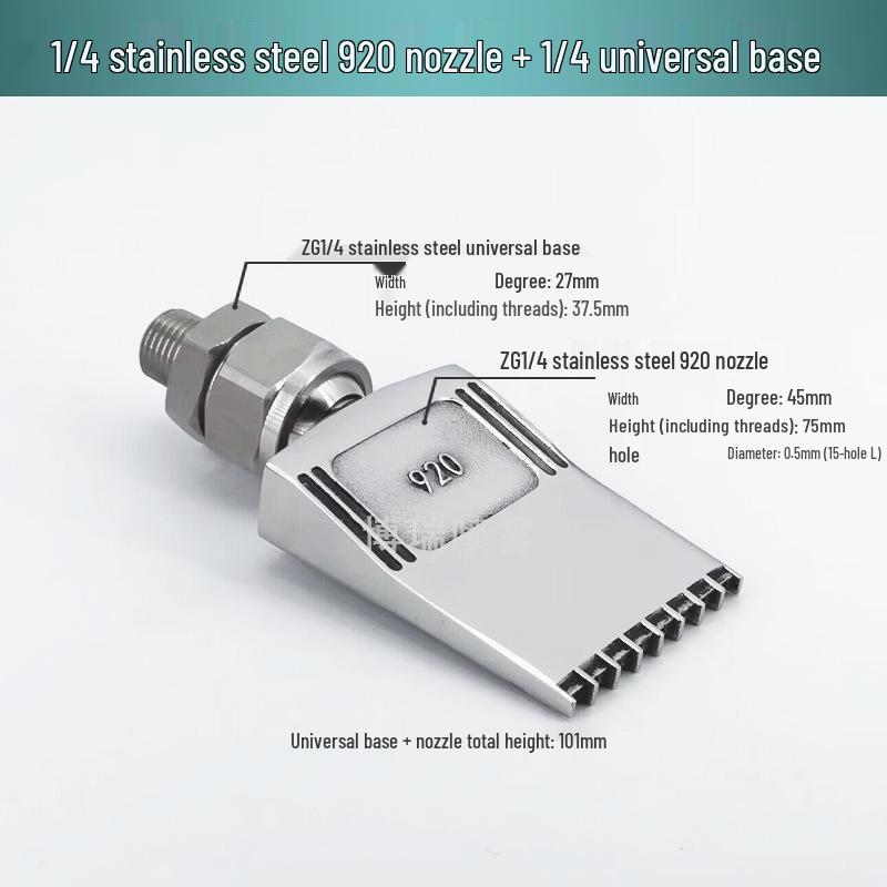 Stainless Steel & Aluminum Alloy Flat Fan Nozzle with 48-60 Widened Holes - High Pressure Universal Air Knife Nozzle