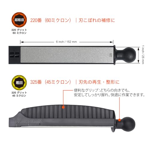 SHARPAL Diamond Sharpening Stone Replacement Blades, 2-Pack: Extra Coarse 220 (60 microns) & Coarse 325 (45 microns), 25 x 152mm (for 202H)