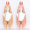 Anime Chainsaw Man Makima Power Cosplay Wig Long Orange Pink Party Role Play Wig