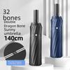 32-bone Automatic Large Umbrella 16-bone Super Large 140-fold Reverse Black Glue Sunshade Rain Umbrella For Two Three People