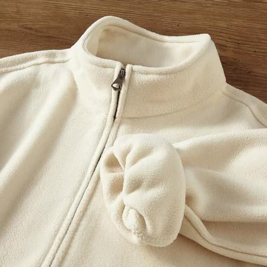 Men Outdoor Fleece Jacket Windbreaker Liner with Zip Thick Double-sided Long Sleeve Jacket Warm Solid Color Fall Winter Outwear for Sports Office