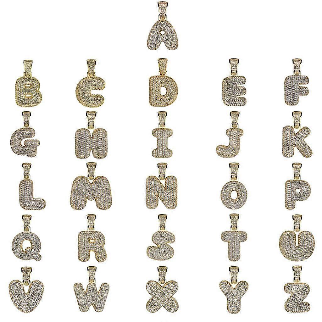 Shiny Letter A Pendant Miniature Zircon Stone Hip-hop Accessory Gold