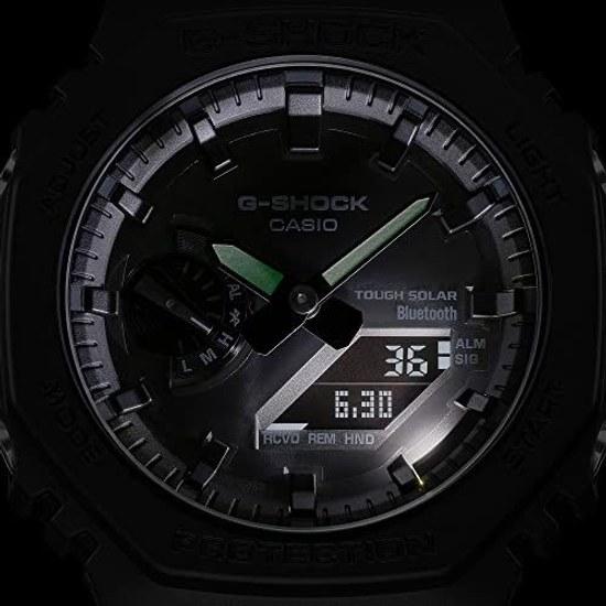 Casio unisex-adult wristwatch G-Shock Bluetooth Tough Solar model GA-B2100-1A1 matte black featuring mobile link analog-digital display carbon core