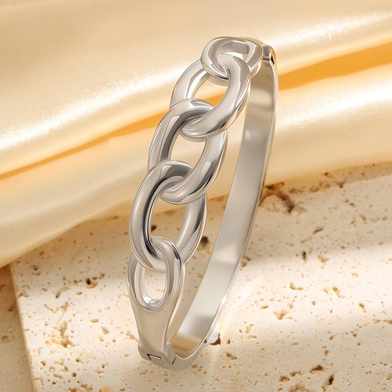 Versatile Chain Ring Titanium Steel Internet Celebrity Couple Style Street Style Open Buckle Bracelet Bracelet