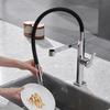 Copper Pull Down Kitchen Sink Faucet Deck Mounted Mixer Tap 360 Degree Rotation Kitchen Sink Hot Cold Taps Crane Gun Gray/Black