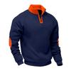 Men's Loose And Casual Two-color Fleece Stand-up Collar Pullover, Half-zipper Long-sleeved Sweatshirt