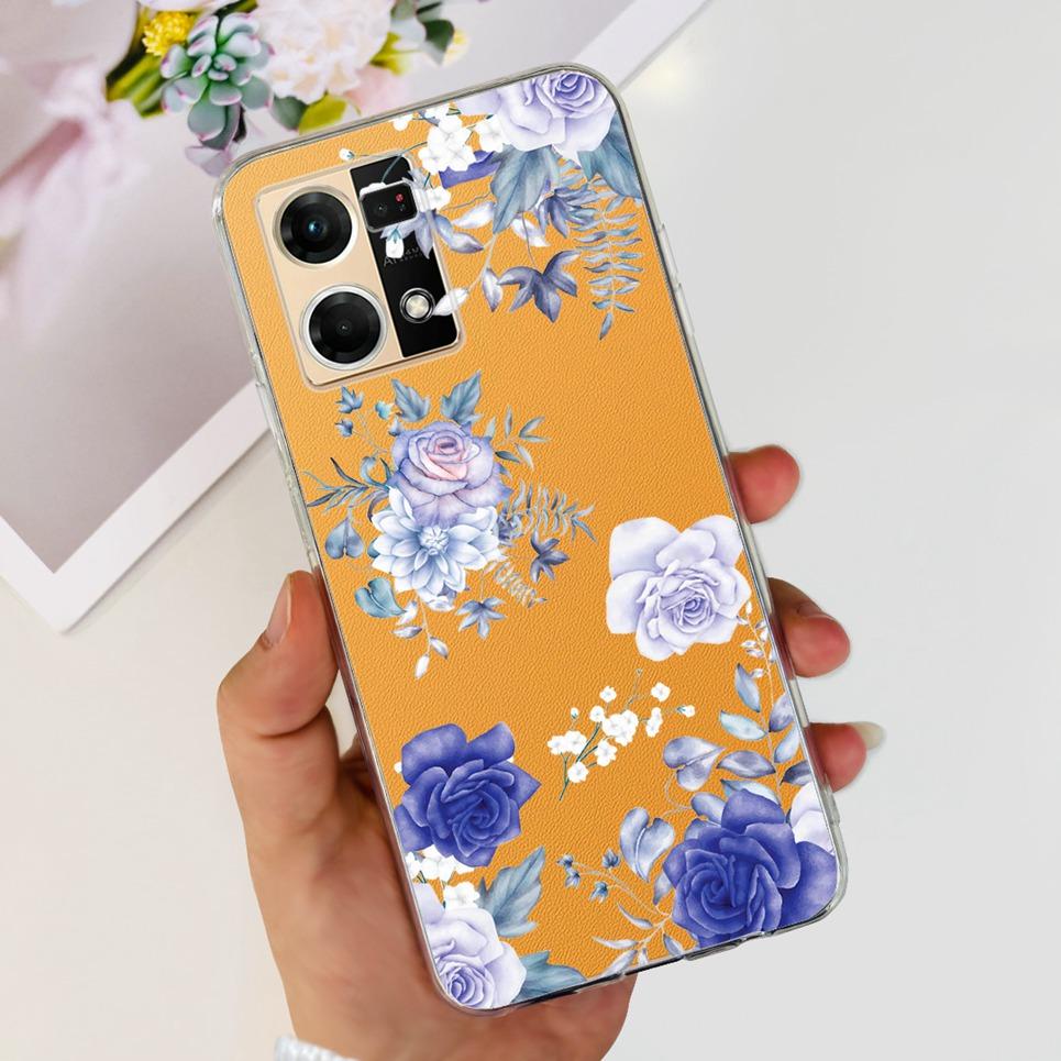 Для Oppo Reno7 4G Чехол CPH2363 Милый Кот Динозавр Цветок Мягкий Прозрачный силикон Защитный Задняя крышка Для Oppo Reno 7 Чехол для телефона Capa