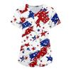 Women's Fashion V-neck Short Sleeve Workwear With Pockets  Independence Day Printed Tops
