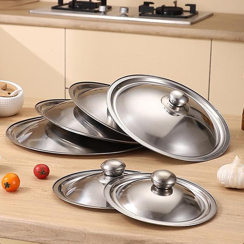 Круглая крышка для кастрюли из нержавеющей стали 10-32 см, универсальная замена, крышка для сковороды, гладкий край, можно мыть в посудомоечной машине, для сковороды, вока, кастрюли