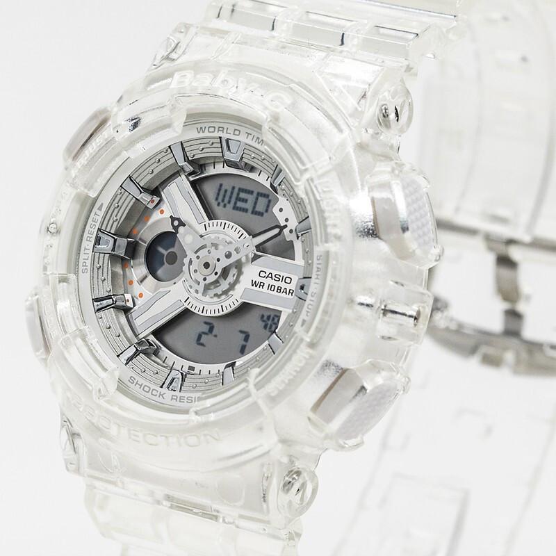 Casio G-Shock Summer Cool Прозрачная серия Ice Tough Часы с кварцевым механизмом Цвет мороженое розовый Унисекс Часы Черный GA-700SK-1A+BA-110CR-7A