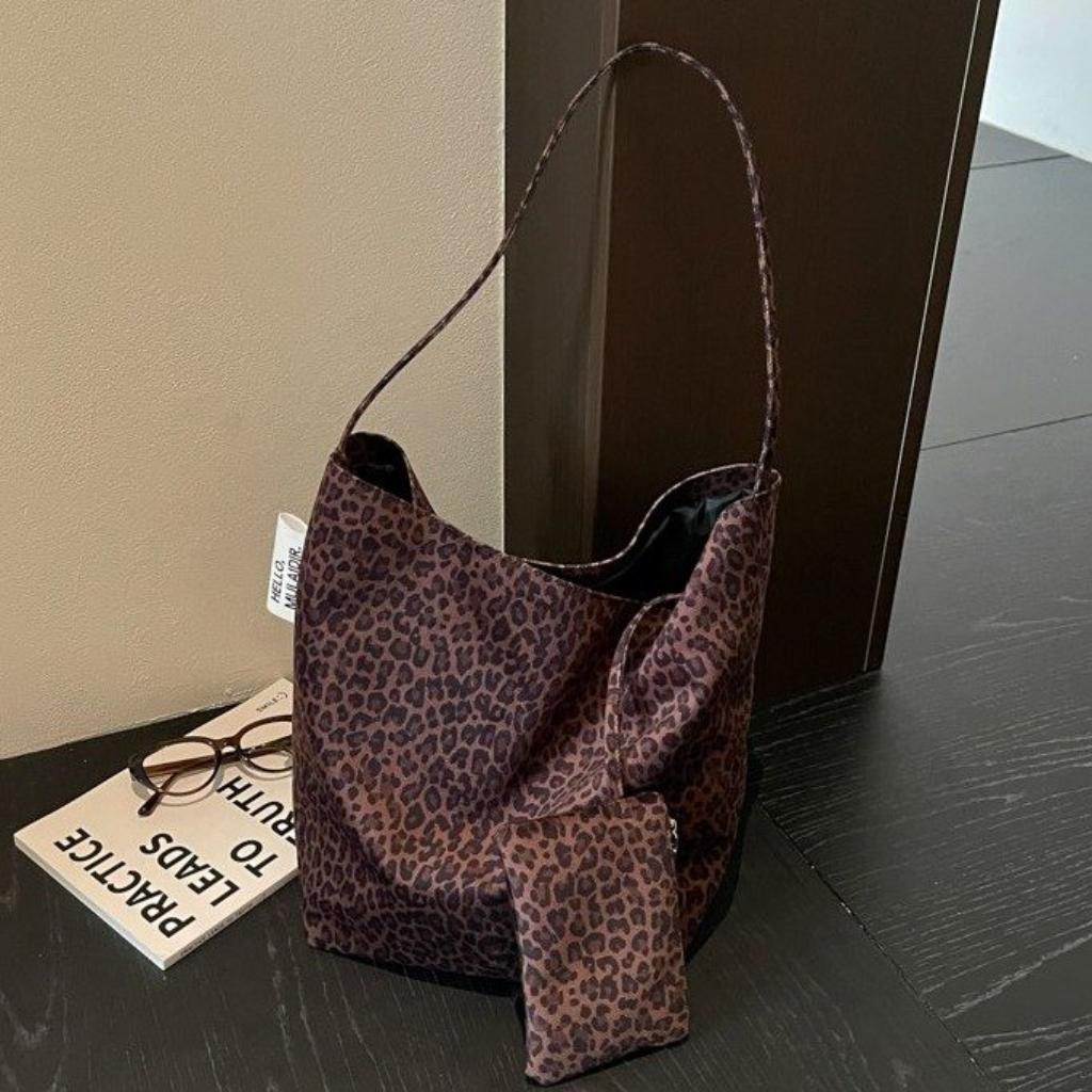 Tote Bag Women velveteen Leopard Print Large Capacity Daily Commute