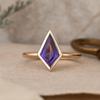 Kite Cut Amethyst Ring – Yellow Gold Plated 925 Sterling Silver Solitaire – February Birthstone Art Deco Minimalist Jewelry Gift for Her