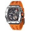 Часы Бизнес 50М Водонепроницаемые Скелетон Часы Стильные Нержавеющая сталь Бочкообразный Циферблат Наручные часы для Мужчин Светящиеся Японский механизм Оранжевый