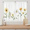 2Pcs Wildflower Kitchen Curtain Sunflower Watercolor Flower for Modern Simple Living Room Bedroom Office Cafe Home Decoration