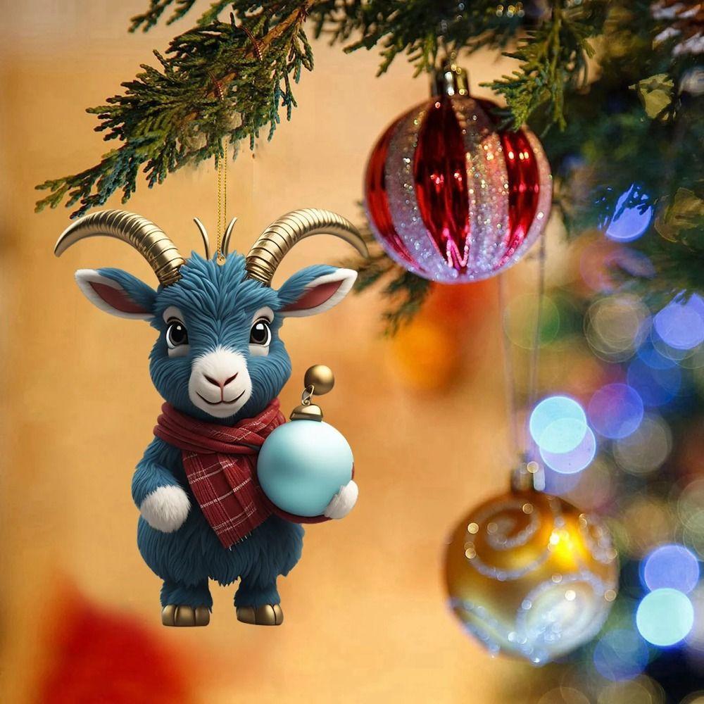Милый мультяшный козлик, цветочный венок, подарочная коробка, подвеска в виде собаки, креативные рождественские украшения в виде снежинок, вечеринка