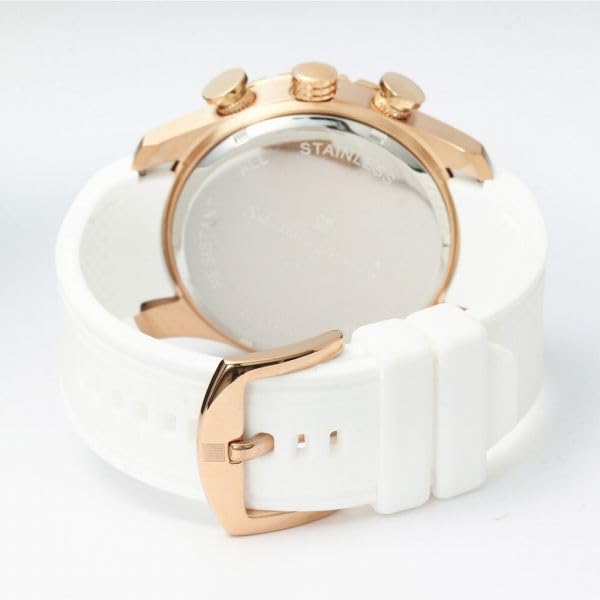 Genuine Salvatore Marra Salvatore Marra Water Resistant To 10 Date Rubber PGWHWH Watch, SM22111-PGWHWH, ATM, Display, Chronograph, Strap,